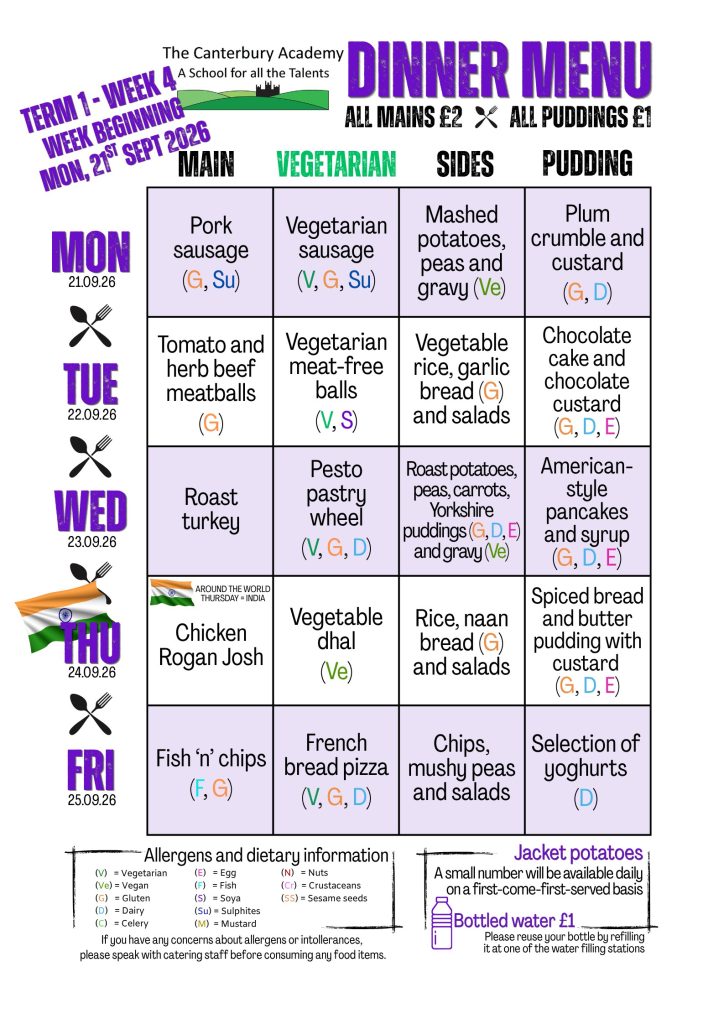 Term 1 week 4 menu