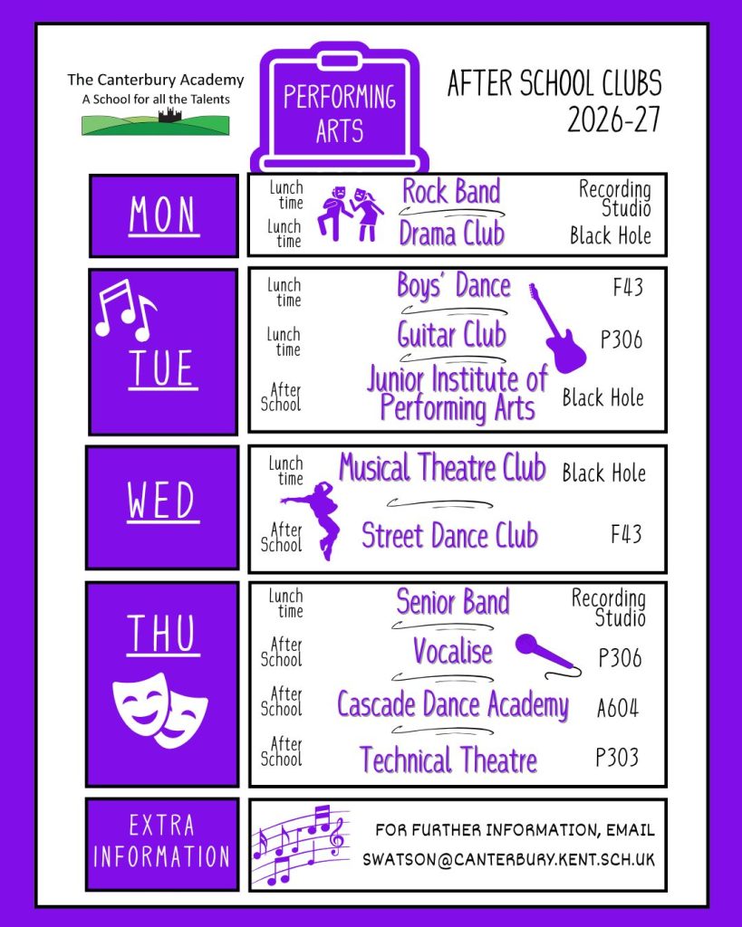 Performing arts after school clubs 26-27